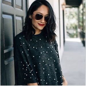 Zara gray pearl-encrusted sweater! Sz M